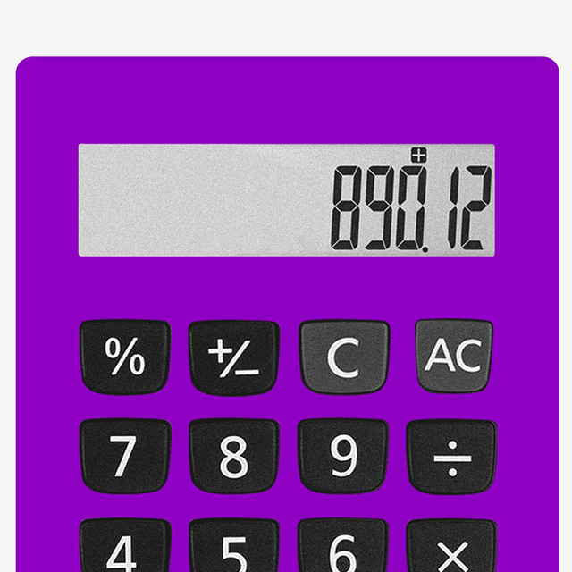 Capital de giro: Calculadora roxa com números na tela