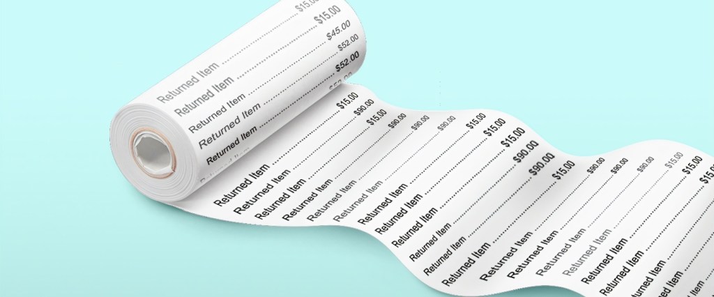 birô de crédito: registros de compras ou débitos em uma folha com fundo azul claro